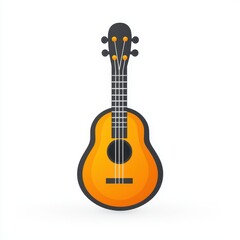 Naklejka premium Vibrant Orange Ukulele Musical Instrument Illustration Hawaii Summer Vibes Stringed Instrument