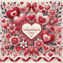 Fototapeta premium Happy Valentine's day vector art illustration 17