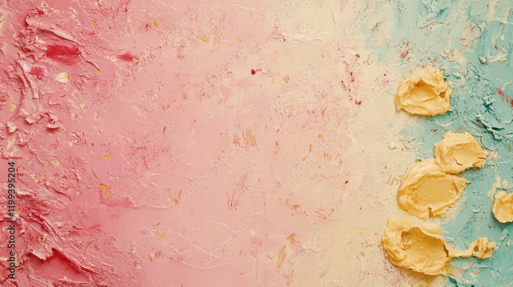 Poster vibrant taco spread featuring an array of colorful toppings with pastel background and ample copy sp