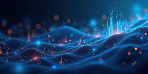 Fototapeta premium Dynamic data visualization virtual space digital art abstract environment close-up view technology concept