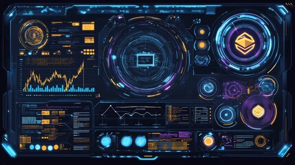 Futuristic Tech Dashboard: Cryptocurrency and Data Visualization