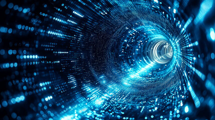 Fototapeta premium Abstract Digital Tunnel: Exploring the Realm of Data and Network Connections sentencesa