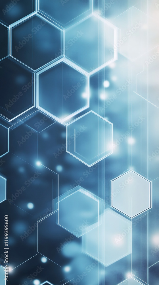Poster abstract background featuring interconnected hexagonal shapes, forming a modern and futuristic desig