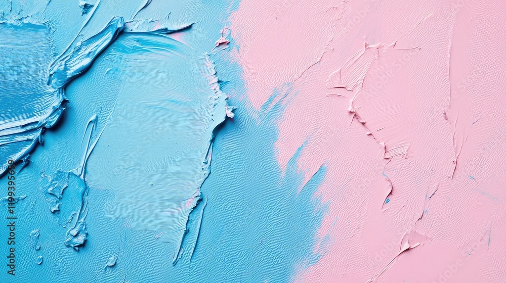 Poster textured canvas background displaying a blend of blue and pink paint. clear area for added text, cap