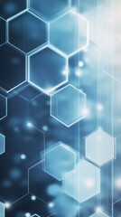 Abstract background featuring interconnected hexagonal shapes, forming a modern and futuristic design with a vibrant blue hue