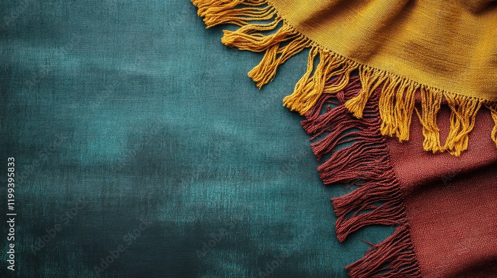 Aufkleber vibrant textile backdrop with fringes and empty area for text display