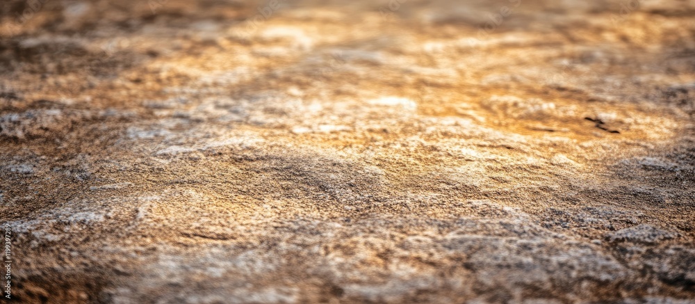 Poster defocused close-up of warm brown granite stone surface with soft golden highlights creating an elega