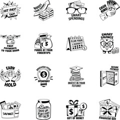 Collection of Glyph Style Money Stickers 

