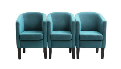 Obraz premium Teal Fabric Armchairs Modern Waiting Room Seating Interior Design
