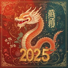Obraz premium 4k high quality Ai generative chinese new year 2025 with two tone background