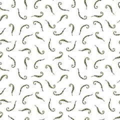 Fern leaf shoots seamless pattern. Featuring delicate fern fronds in a repeating design. Perfect for wallpaper, fabric, wrapping, packaging, stationery, crafts, and room decor.