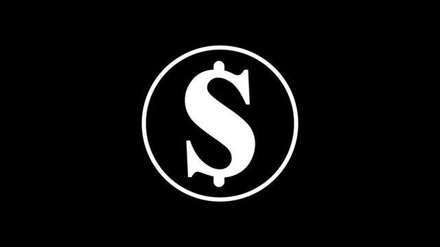 Doller icon glowing neon arrow  animation on isolated black background