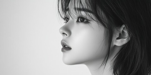 Modern K-Pop Style Portrait of Woman with Tattoo