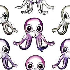 Obraz premium set of funny cartoon octopus isolated on white background