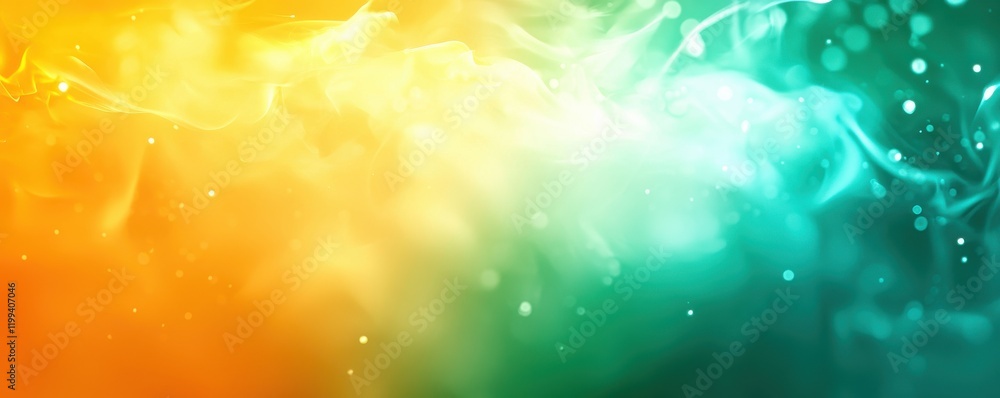 Poster a vibrant blend of orange and teal colors, creating an abstract, dreamy background with soft texture