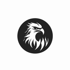 Obraz premium Eagle Head in Circle with Flame Design. Vector Image