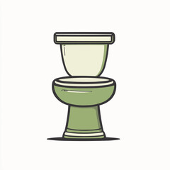 Green Toilet Bowl and Seat Illustration. Vector Image