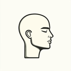Serene Bald Head Profile Illustration. Vector Image