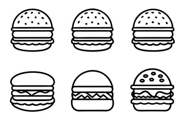 Burger Line Art Vector Bundle