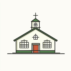 Simple Church Building Illustration. Vector Image