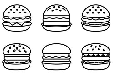 Burger Line Art Vector Bundle
