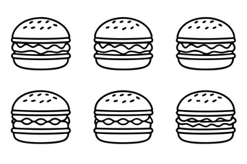 Burger Line Art Vector Bundle