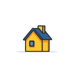 Simple Yellow House Vector Illustration. Vector Image