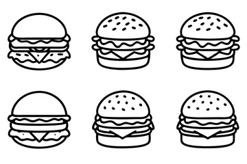 Burger Line Art Vector Bundle