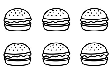 Burger Line Art Vector Bundle