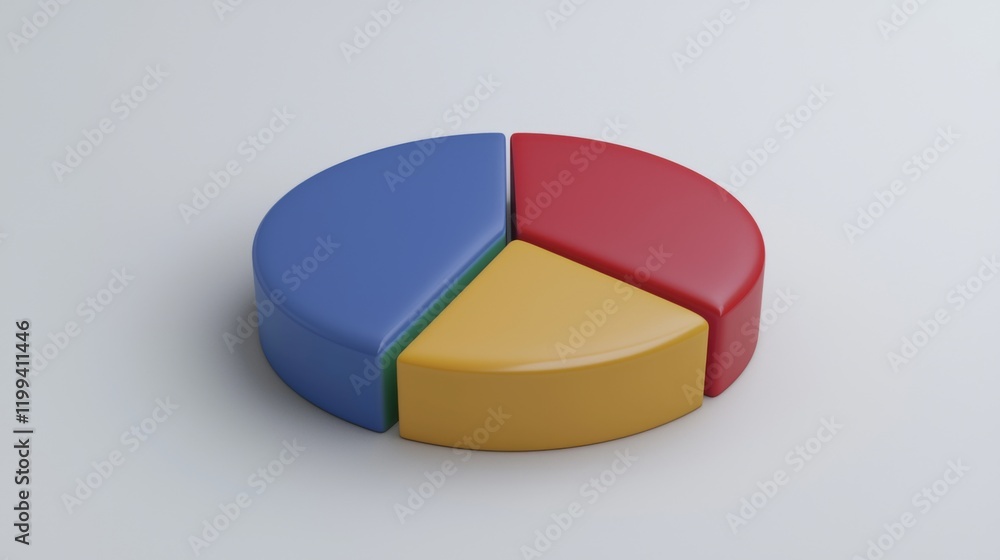 Poster 3d rendered colorful pie chart sections data visualization business graph marketing report