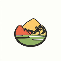 Fototapeta premium Tropical Mountain Landscape Illustration. Vector Image