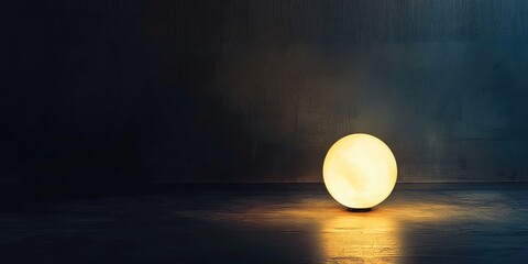 A glowing orb of light hovering in a dark room, casting soft illumination.