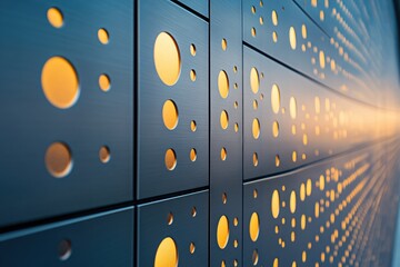 Modern Architectural Panel Design Illuminated by Sunset Warm Light