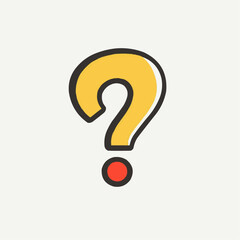 Yellow Question Mark with Red Dot. Vector Image