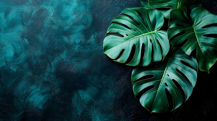 Lush Monstera Leaves: Tropical Green Botanical Background Image