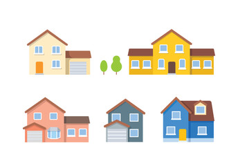 House vector icons set. Real estate flat illustrations.