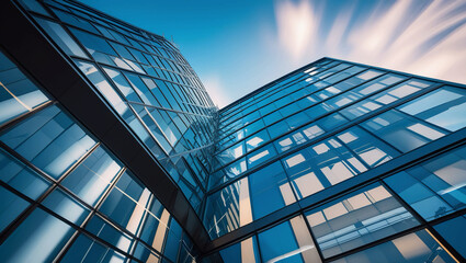 Obraz premium Modern Architecture: Close-Up of Structural Glazing Walls on Skyscraper Facade – Hi-Tech Design for Real Estate, Financial Business, and Construction Industry