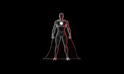 Superhero low poly technology background with abstract polygonal digital design