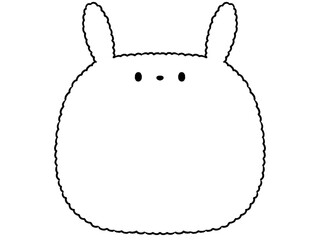 白黒　フワフワうさぎのフレーム