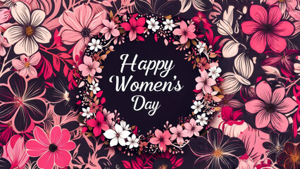 Celebration of Women's Day with colorful floral design featuring the message of empowerment in a vibrant and artistic display