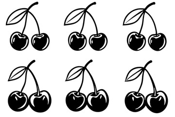 Cherry Line Art Vector Bundle