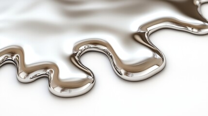 Obraz premium Shiny Metallic Liquid Surface with Smooth Flowing Curves and Texture
