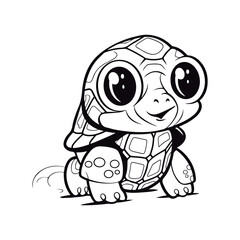 Obraz premium outlined Tortoise coloring page illustration.