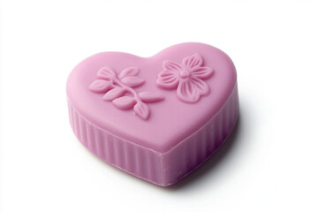 Heart shaped soap in soft lavender tones with delicate floral designs