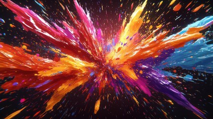 Colorful explosion of paint in a vibrant and dynamic abstract art design. Generative AI