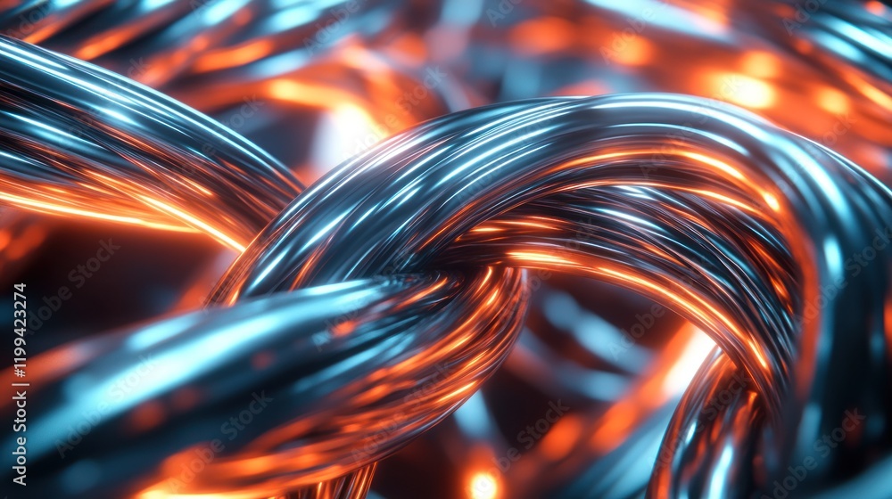 Poster intricate wire strands illuminated by glowing orange light create a mesmerizing visual effect. gener