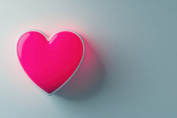 vibrant pink heart with glowing effect against soft background, evoking feelings of love and warmth
