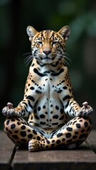 Leopard meditating in a yoga pose