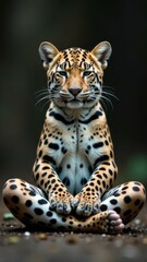 Leopard meditating in a yoga pose