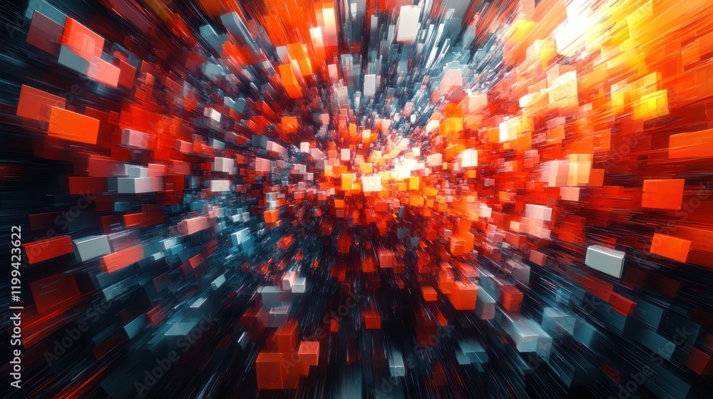 Fototapete Dynamic abstract design showcasing a vibrant explosion of colors and shapes in a digital space. Generative AI